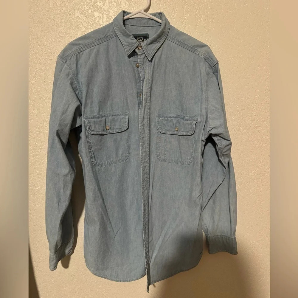 Woolrich Light Blue Denim Button-Up Shirt Jacket